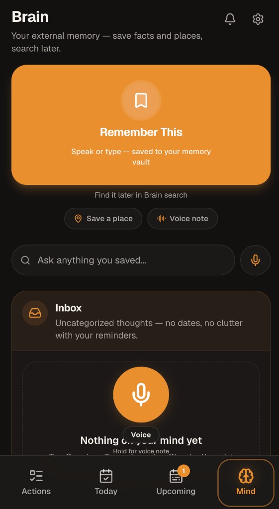 Sortedays Brain — remember this, save places, search your external memory